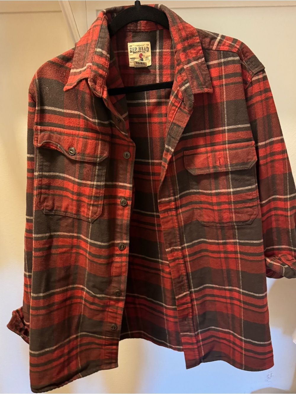 RedHead Men's Red and Brown Plaid Shirt Jacket